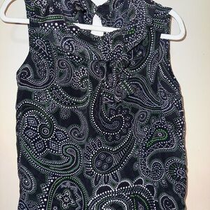Talbots Black and Green Paisley Blouse